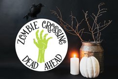 Zombie Crossing Dead Ahead | Halloween Round Ornament Sign Product Image 3