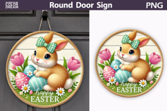 Easter Round Door Sign | Bunny Eggs Round Sublimation Product Image 1