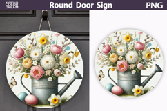 Spring Floral Round Door Sign | Easter Round Sublimation Product Image 1