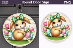 Easter Round Door Sign | Bunny Eggs Round Sublimation Product Image 1