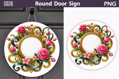 Floral Round Door Sign | Pink Flowers Round Sublimation Product Image 1
