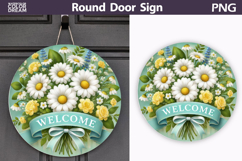 Floral Round Door Sign | Welcome Round Sublimation Product Image 1