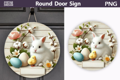 Easter Round Door Sign | Bunny Chicken Round Sublimation Product Image 1