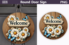 Floral Round Door Sign | Welcome Round Sublimation Product Image 1