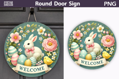 Easter Round Door Sign | Bunny Eggs Round Sublimation Product Image 1