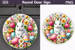 Easter Round Door Sign | Bunny Eggs Round Sublimation Product Image 1
