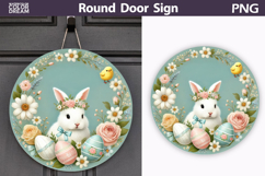 Easter Round Door Sign | Bunny Eggs Round Sublimation Product Image 1