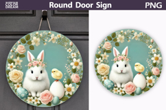 Easter Round Door Sign | Bunny Eggs Round Sublimation Product Image 1