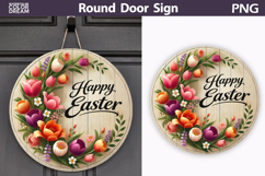 Happy Easter Round Door Sign | Tulip Round Sublimation Product Image 1