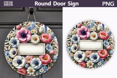 Floral Round Door Sign | Welcome Round Sublimation Product Image 1