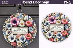 Mothers Day Round Door Sign | Flowers Round Sublimation Product Image 1
