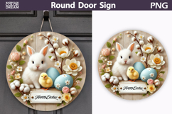 Easter Round Door Sign | Bunny Eggs Round Sublimation Product Image 1