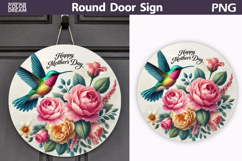 Mothers Day Floral Round Door Sign | Hummingbird Round Product Image 1