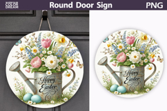 Spring Floral Round Door Sign | Easter Round Sublimation Product Image 1
