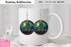 Stained Glass Christmas Tree| Round Earring Sublimation Product Image 1