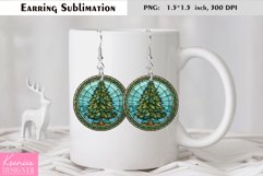 Stained Glass Christmas Tree| Round Earring Sublimation Product Image 1