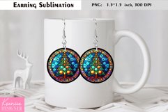 Bright Stained Glass Christmas Tree| Round Earring Design Product Image 1