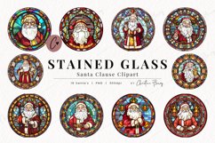 Round Santa Stained Glass Clipart Product Image 1