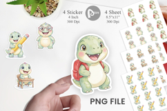 Round Storybook School Dino Sticker Product Image 1