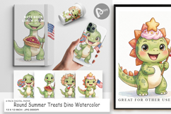 Round Summer Treats Dino Digital Paper Product Image 1