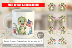 Round Summer Treats Dino Mug Wrap Product Image 1