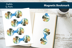 Holiday Round Magnetic Bookmark, Vacation Printable Bookmark Product Image 1