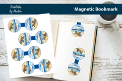 Summer Beach Round Magnetic Bookmark, Tropical Bookmark Product Image 1