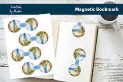 Travel Round Magnetic Bookmark, Retro Vacation Bookmark Product Image 1
