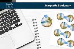 Travel Round Magnetic Bookmark, Retro Vacation Bookmark Product Image 2