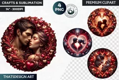 Valentine's day Clipart, Valentines day round PNG,Love Product Image 1