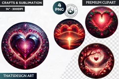Valentine's day Clipart, Valentines day round PNG,Love Product Image 1