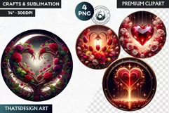 Valentine's day Clipart, Valentines day round PNG,Love Product Image 1