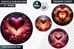Valentine's day Clipart, Valentines day round PNG,Love Product Image 1