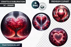 Valentine's day Clipart, Valentines day round PNG,Love Product Image 1