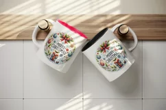 Round watercolor illustration with snowflakes Merry Christmas quote print 20 oz tumbler skinny mug wrap clipart t-shirt sublimation printable design