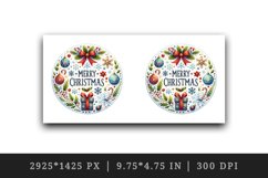 Round watercolor illustration with snowflakes Merry Christmas quote print 20 oz tumbler skinny mug wrap clipart t-shirt sublimation printable design