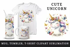 Round watercolor unicorn butterflies and stars word Unicorn quote print 20 oz tumbler skinny mug wrap clipart t-shirt sublimation printable design