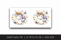Round watercolor unicorn butterflies and stars word Unicorn quote print 20 oz tumbler skinny mug wrap clipart t-shirt sublimation printable design