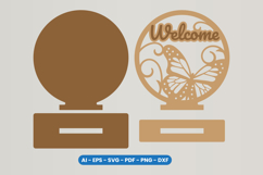 Round Welcome Home Stand Laser Cut SVG Product Image 2