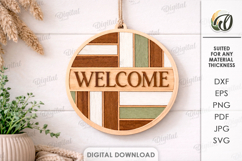 Welcome Round Sign Laser Cut. Wall Decor SVG Product Image 1