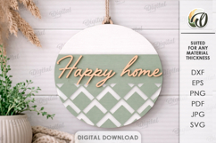 Welcome Round Sign Laser Cut. Wall Decor SVG Product Image 1