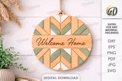 Welcome Round Sign Laser Cut. Wall Decor SVG Product Image 1