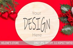 round wood door sign on christmas red background