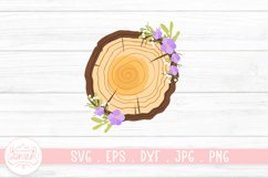Wooden Slice With Flower Arrangement Clipart Design Product Image 1