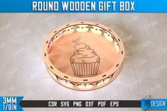 Round Wooden Gift Box Laser Cut Bundle, Decorative Storage Product Image 2