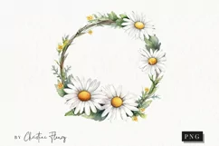 Watercolor Daisy Wreath Clipart | Watercolor Flower PNG Product Image 1