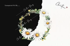 Watercolor Daisy Wreath Clipart | Watercolor Flower PNG Product Image 2