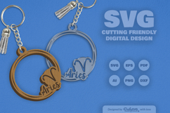 Round Zodiac Keychain Laser Cut SVG_Aries Product Image 1