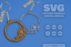 Round Zodiac Keychain Laser Cut SVG_Libra Product Image 1