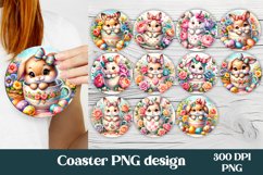 Cute animal car coaster bundle | Easter bunny flower coaster Product Image 1
